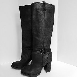 Black Leather Knee High Boots